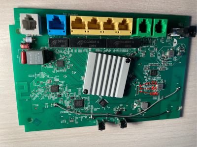 Photo of Archer VR1200v v2 board with serial pins identified